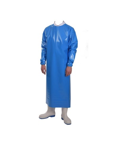 DELANTAL DELTA CON MANGAS DE PU AZUL